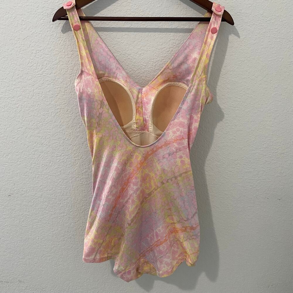 Vintage 60s Sea Scamps Pastel Pin Up Swimsuit Molded Cups Button Straps Small - Picture 2 of 10